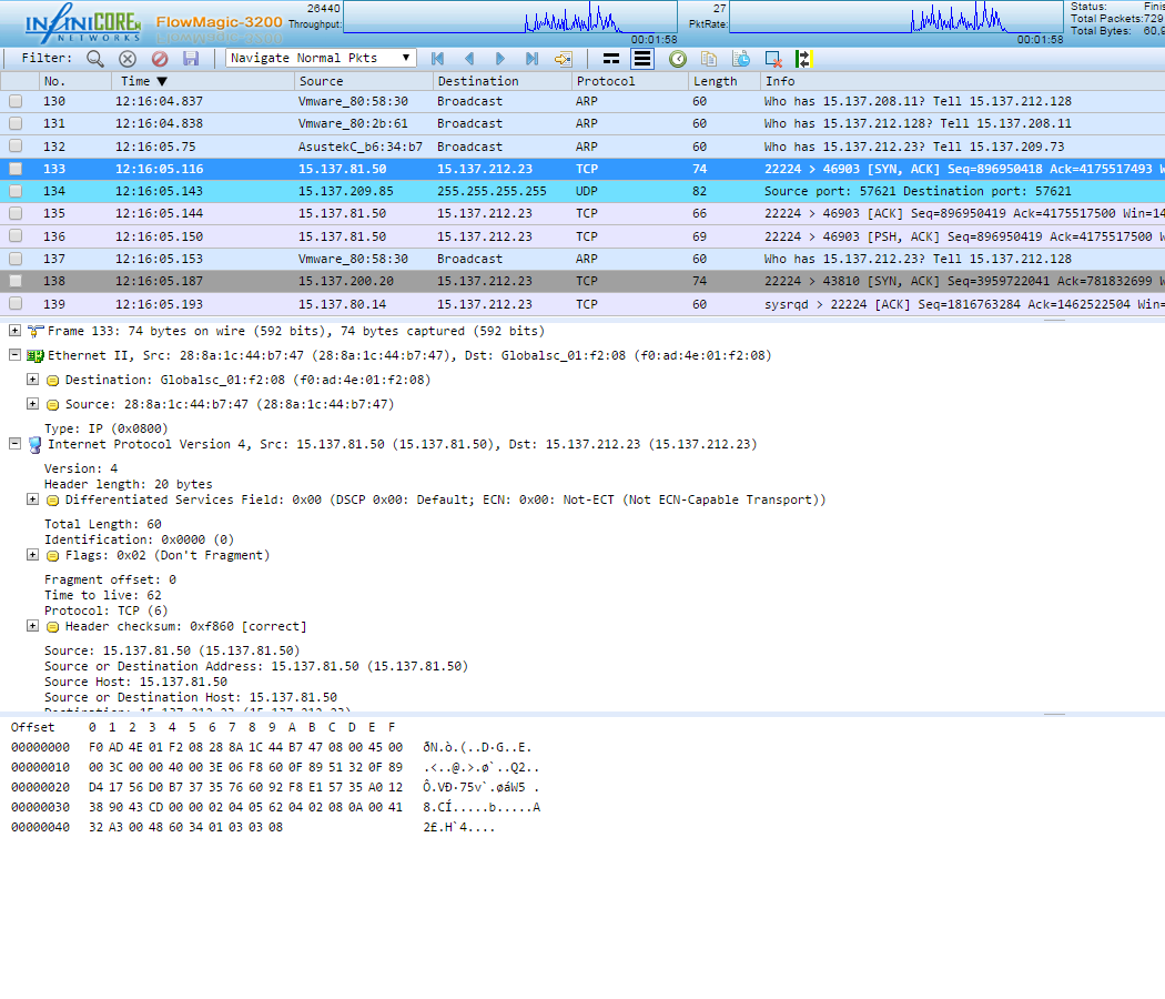 Realtime protocol analysis with integrated Wireshark decoder